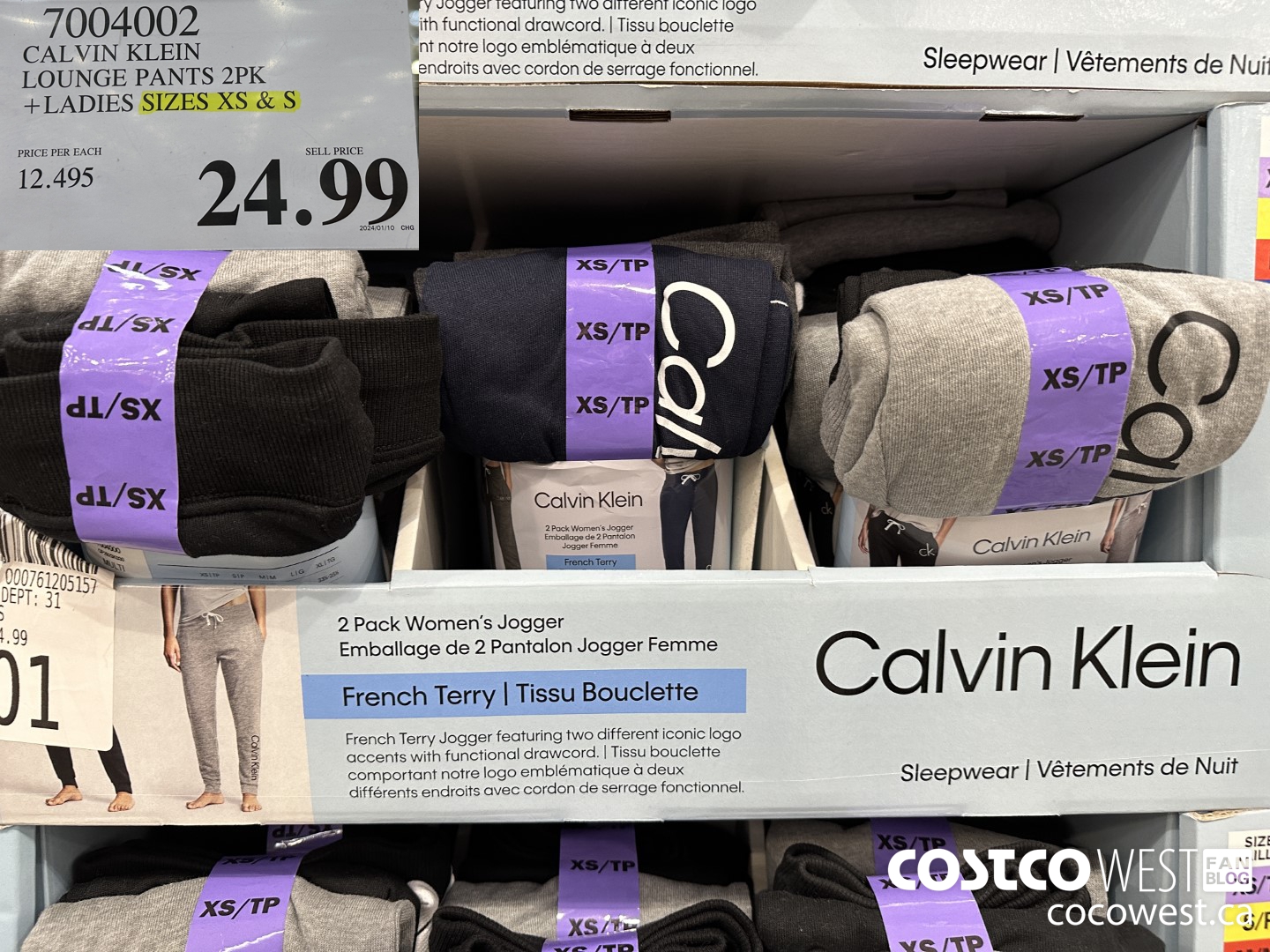 7004002 CALVIN KLEIN LOUNGE PANTS 2PK LADIES SIZES XS & S ONLY $24.99