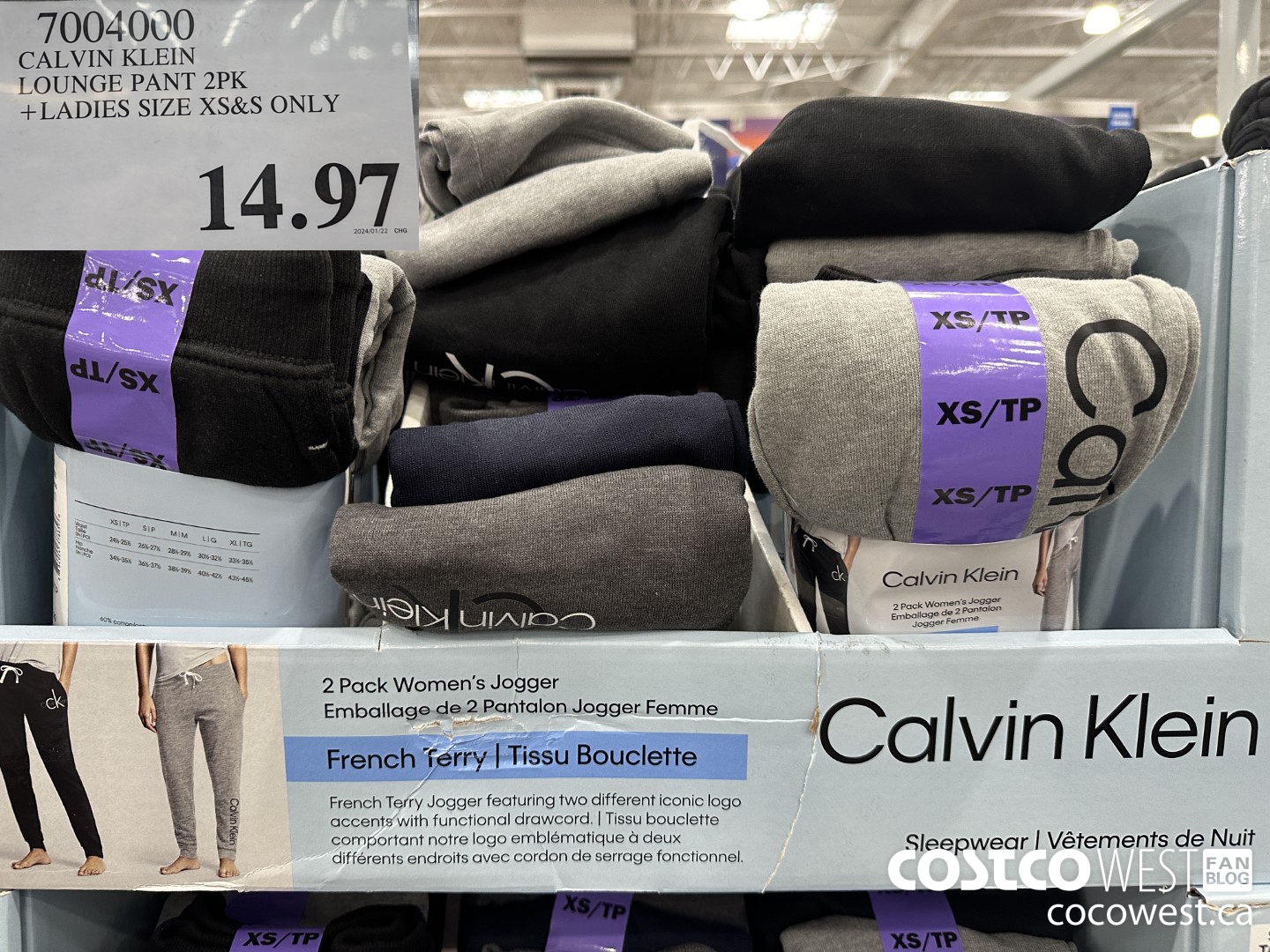 7004000 CALVIN KLEIN LOUNGE PANT 2PK LADIES SIZES XS&S ONLY $14.97