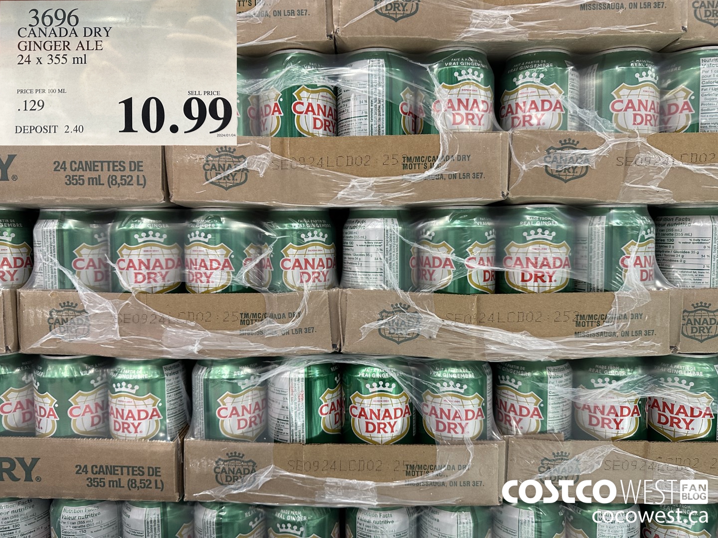 3696 CANADA DRY GINGER ALE 24 X 355ML $10.99