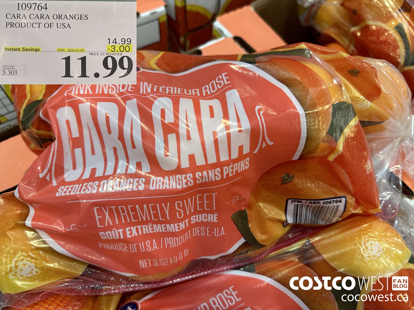 109764 CARA CARA ORANGES PRODUCT OF USA ($3.00 INSTANT SAVINGS EXPIRES ON 2024-01-05) $11.99
