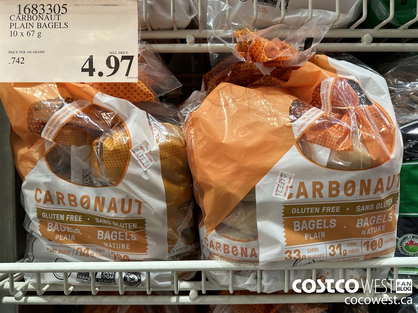 1683305 CARBONAUT PLAIN BAGELS 10 X 67 G $4.97