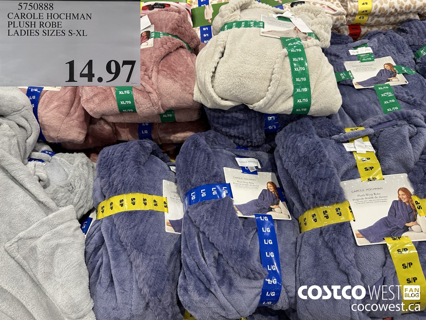 5750888 CAROLE HOCHMAN PLUSH ROBE LADIES SIZES S-XL $14.97
