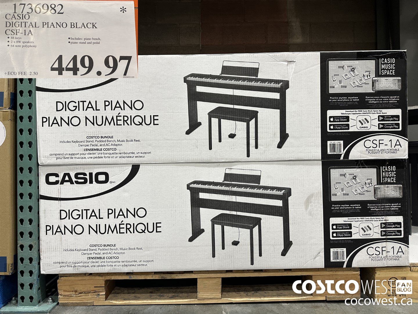 1736982 CASIO DIGITAL PIANO BLACK CSF-1A $449.97