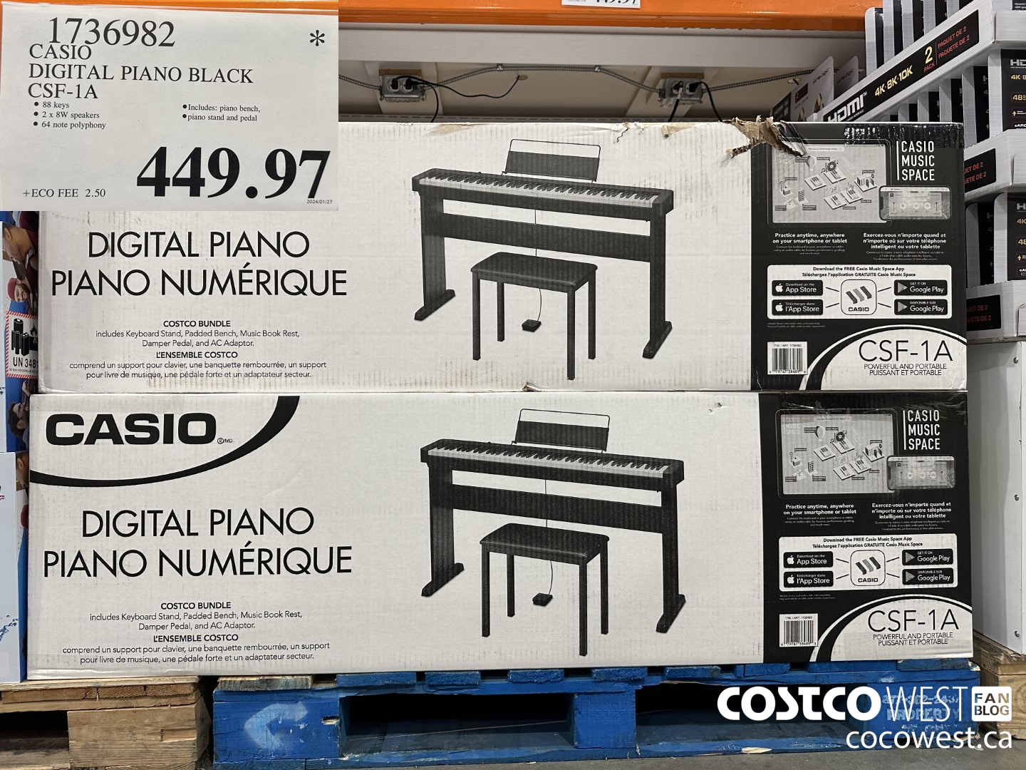 1736982 CASIO DIGITAL PIANO BLACK CSF-1A $449.97