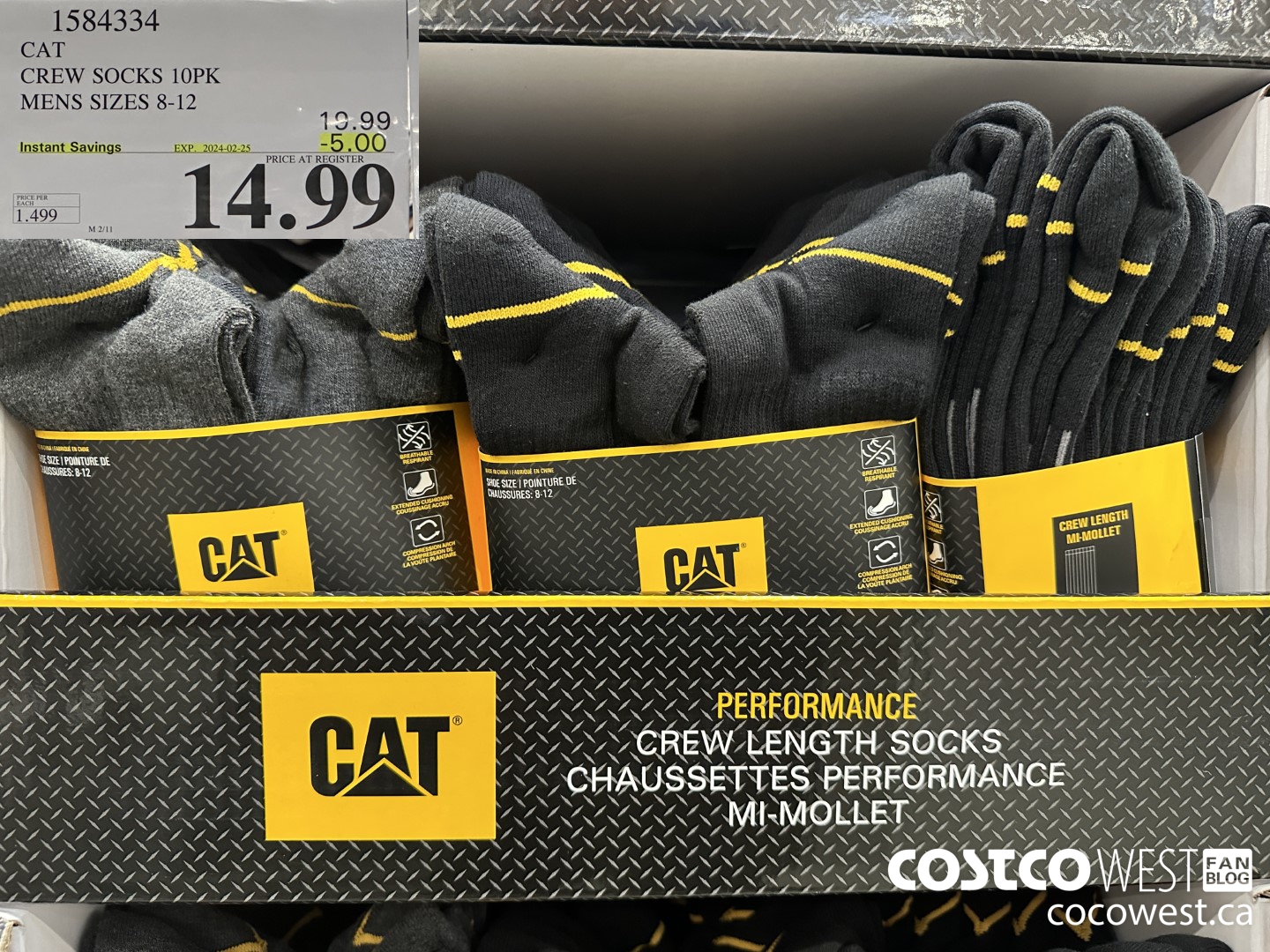 1584334 CAT CREW SOCKS 10PK MENS SIZES 8-12 ($5.00 INSTANT SAVINGS EXPIRES ON 2024-02-25) $14.99