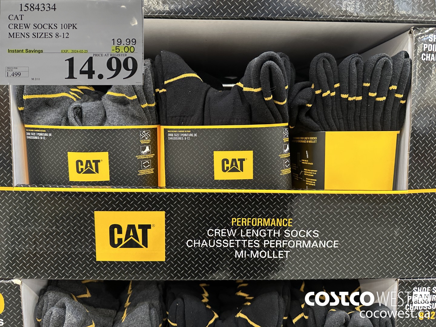 1584334 CAT CREW SOCKS 10PK MENS SIZES 8-12 ($5.00 INSTANT SAVINGS EXPIRES ON 2024-02-25) $14.99