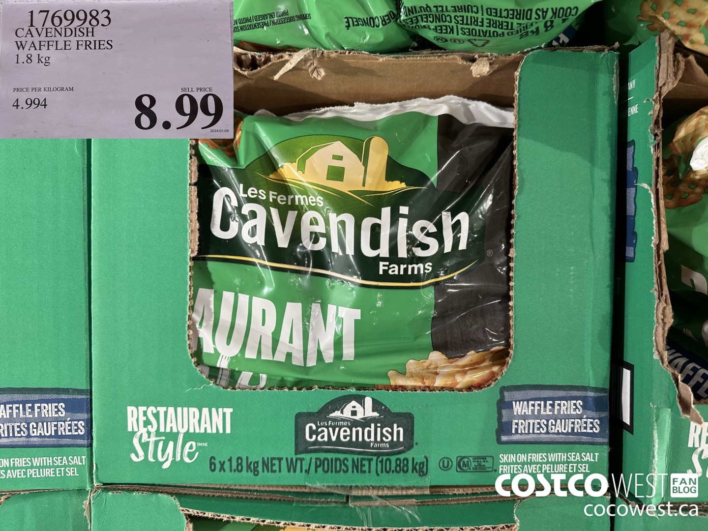 1769983 CAVENDISH WAFFLE FRIES 1.8 KG $8.99