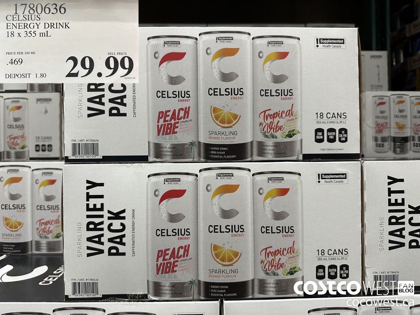 1780636 CELSIUS ENERGY DRINK 18 X 355 ML $29.99