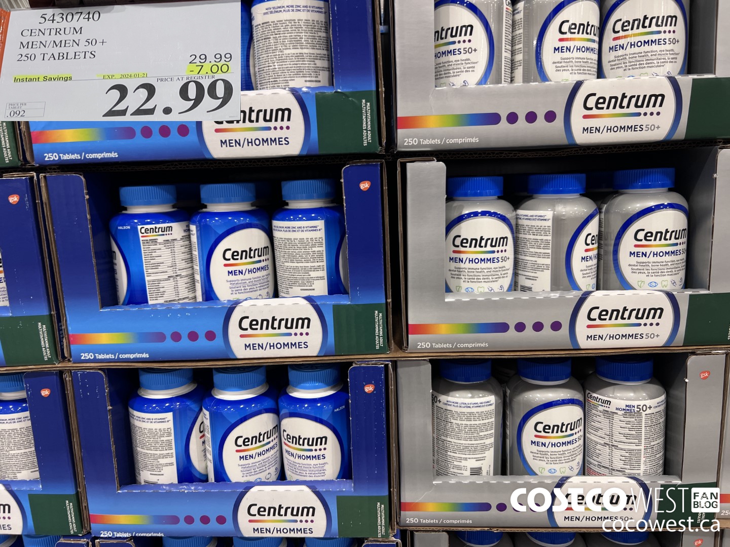 5430740 CENTRUM MEN/MEN 50+ 250 TABLETS ($7.00 INSTANT SAVINGS EXPIRES ON 2024-01-21) $22.99