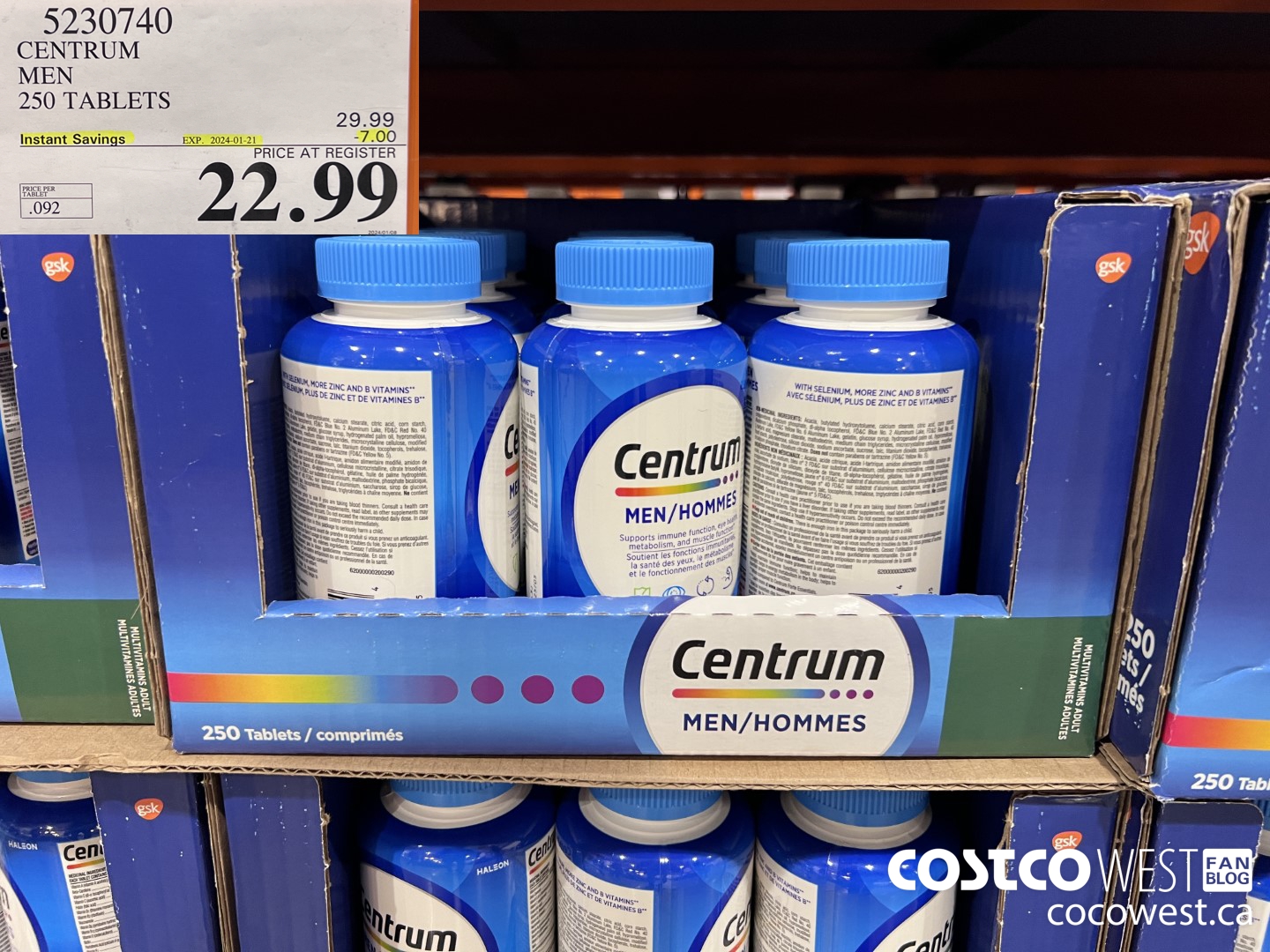5230740 CENTRUM MEN 250 TABLETS ($7.00 INSTANT SAVINGS EXPIRES ON 2024-01-21) $22.99