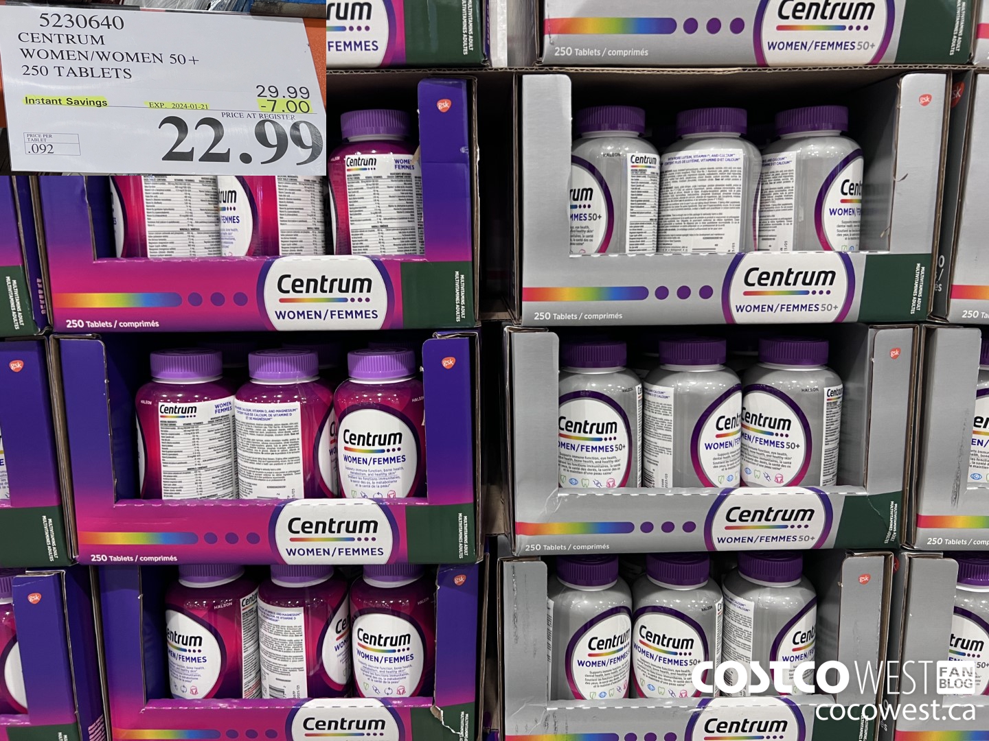 5230640 CENTRUM WOMEN 250 TABLETS ($7.00 INSTANT SAVINGS EXPIRES ON 2024-01-21) $22.99