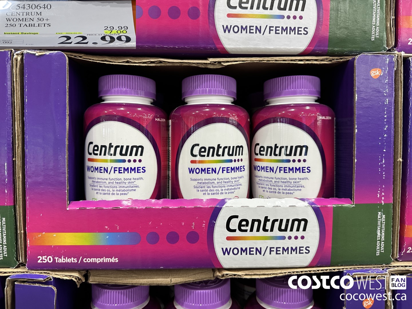 5430640 CENTRUM WOMEN 50+ 250 TABLET ($7.00 INSTANT SAVINGS EXPIRES ON 2024-01-21) $22.99