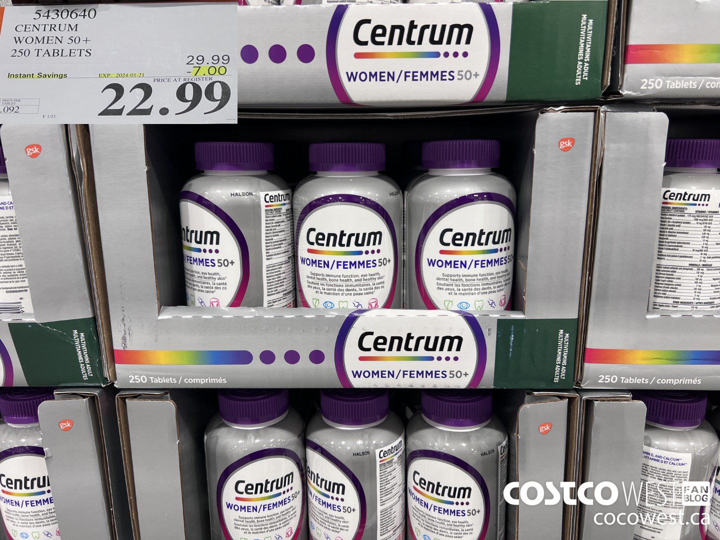 5430640 CENTRUM WOMEN 50+ 250 TABLET ($7.00 INSTANT SAVINGS EXPIRES ON 2024-01-21) $22.99