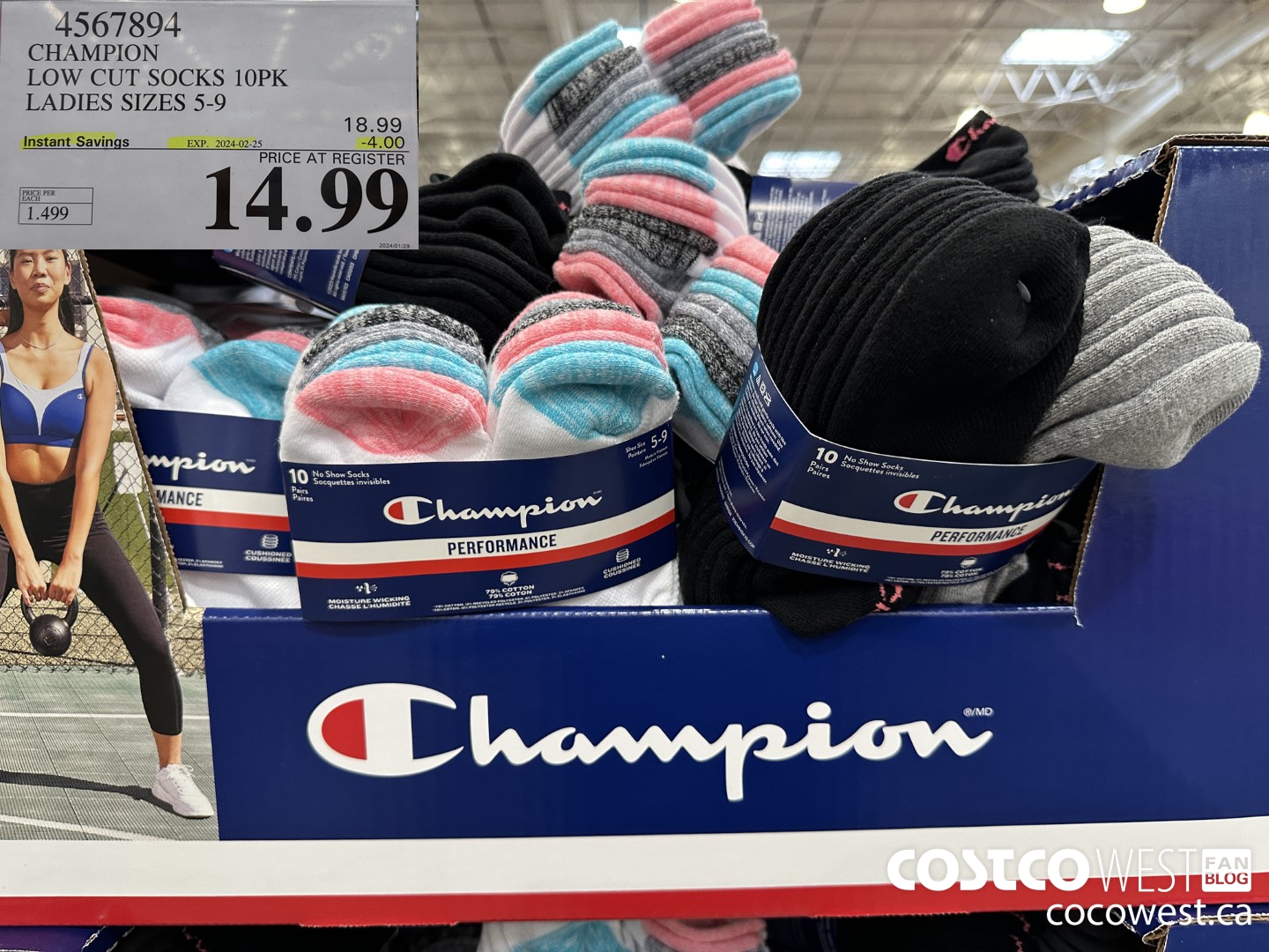 4567894 CHAMPION LOW CUT SOCKS 10PK LADIES SIZES 5-9 ($4.00 INSTANT SAVINGS EXPIRES ON 2024-02-25) $14.99