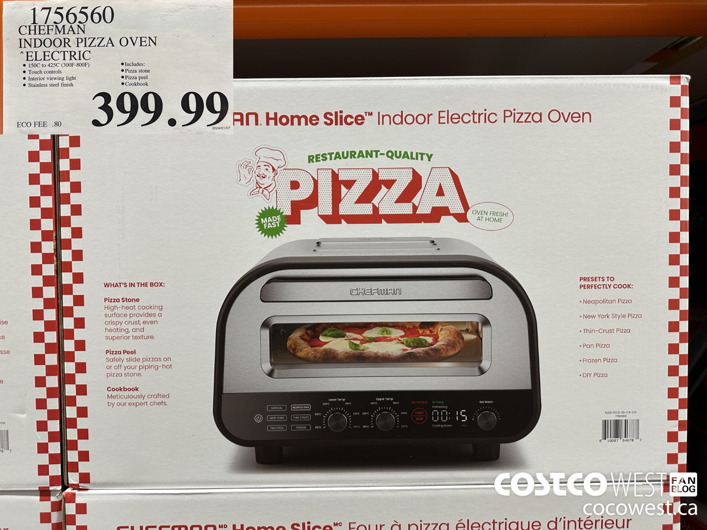 1756560 CHEFMAN HOME SLICE INDOOR ELECTRIC PIZZA OVEN $399.99