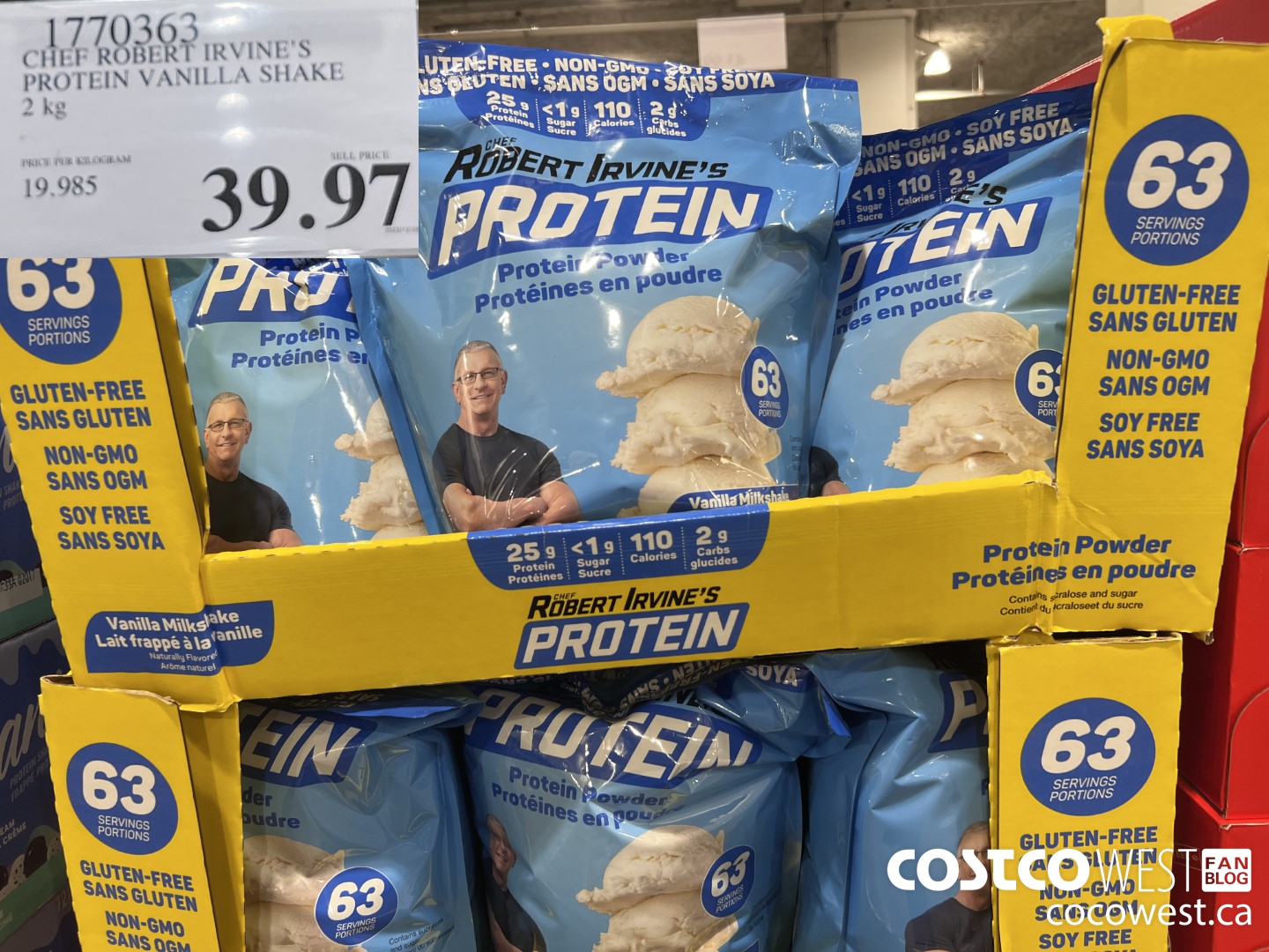 1770363 CHEF ROBERT IRVINE'S PROTEIN VANILLA SHAKE 2 KG $39.97