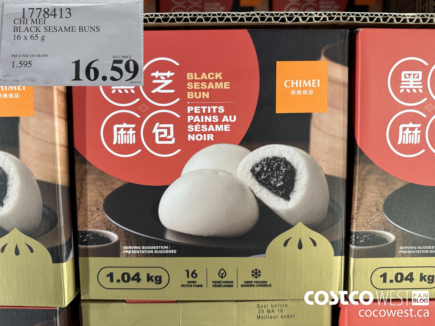 1778413 CHI MEI BLACK SESAME BUNS 16 X 65 G $16.59