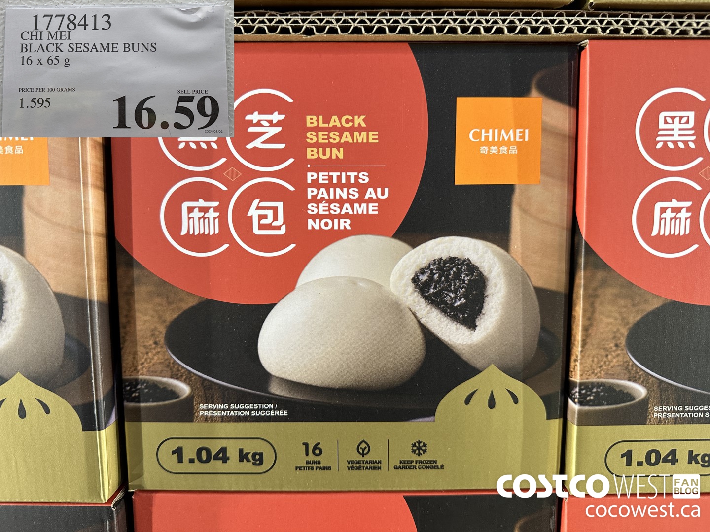1778413 CHI MEI BLACK SESAME BUNS 16 X 65 G $16.59
