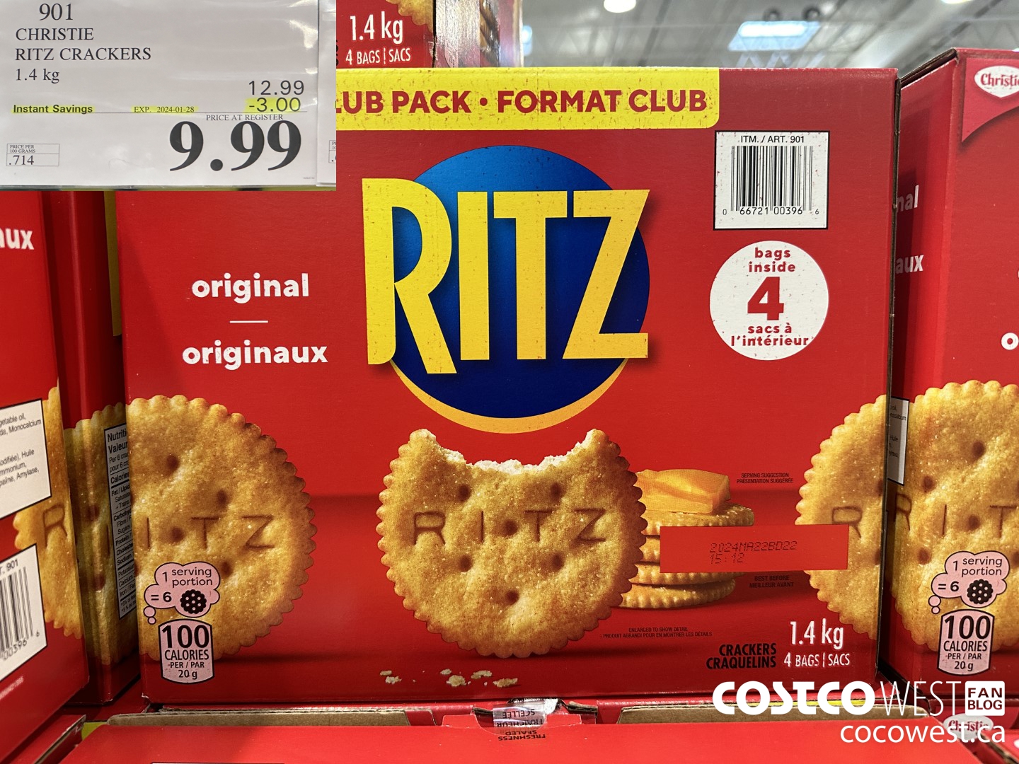 901 CHRISTIE RITZ CRACKERS 1.4 kg ($3.00 INSTANT SAVINGS EXPIRES ON 2024-01-28) $9.99
