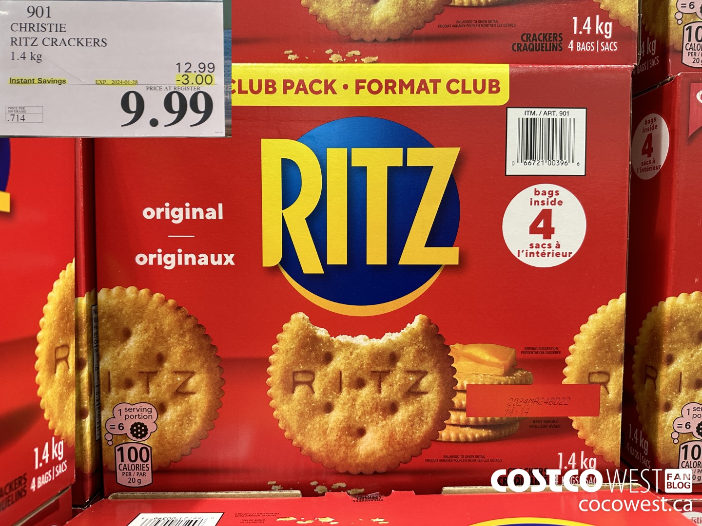 901 CHRISTIE RITZ CRACKERS 1.4 kg ($3.00 INSTANT SAVINGS EXPIRES ON 2024-01-28) $9.99