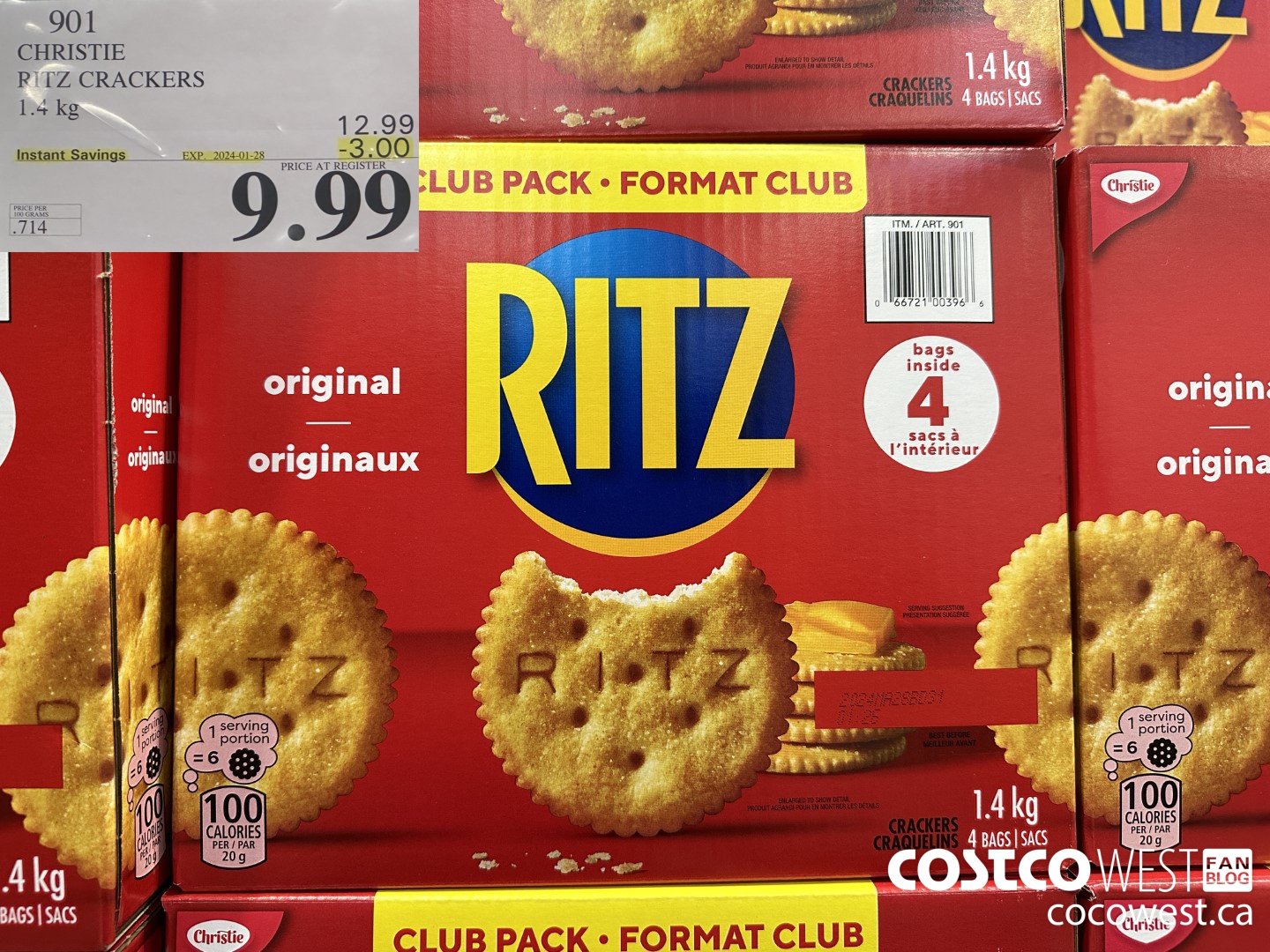 901 CHRISTIE RITZ CRACKERS 1.4 kg ($3.00 INSTANT SAVINGS EXPIRES ON 2024-01-28) $9.99