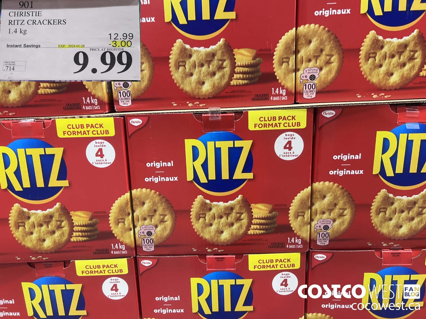901 CHRISTIE RITZ CRACKERS 1.4 kg ($3.00 INSTANT SAVINGS EXPIRES ON 2024-01-28) $9.99