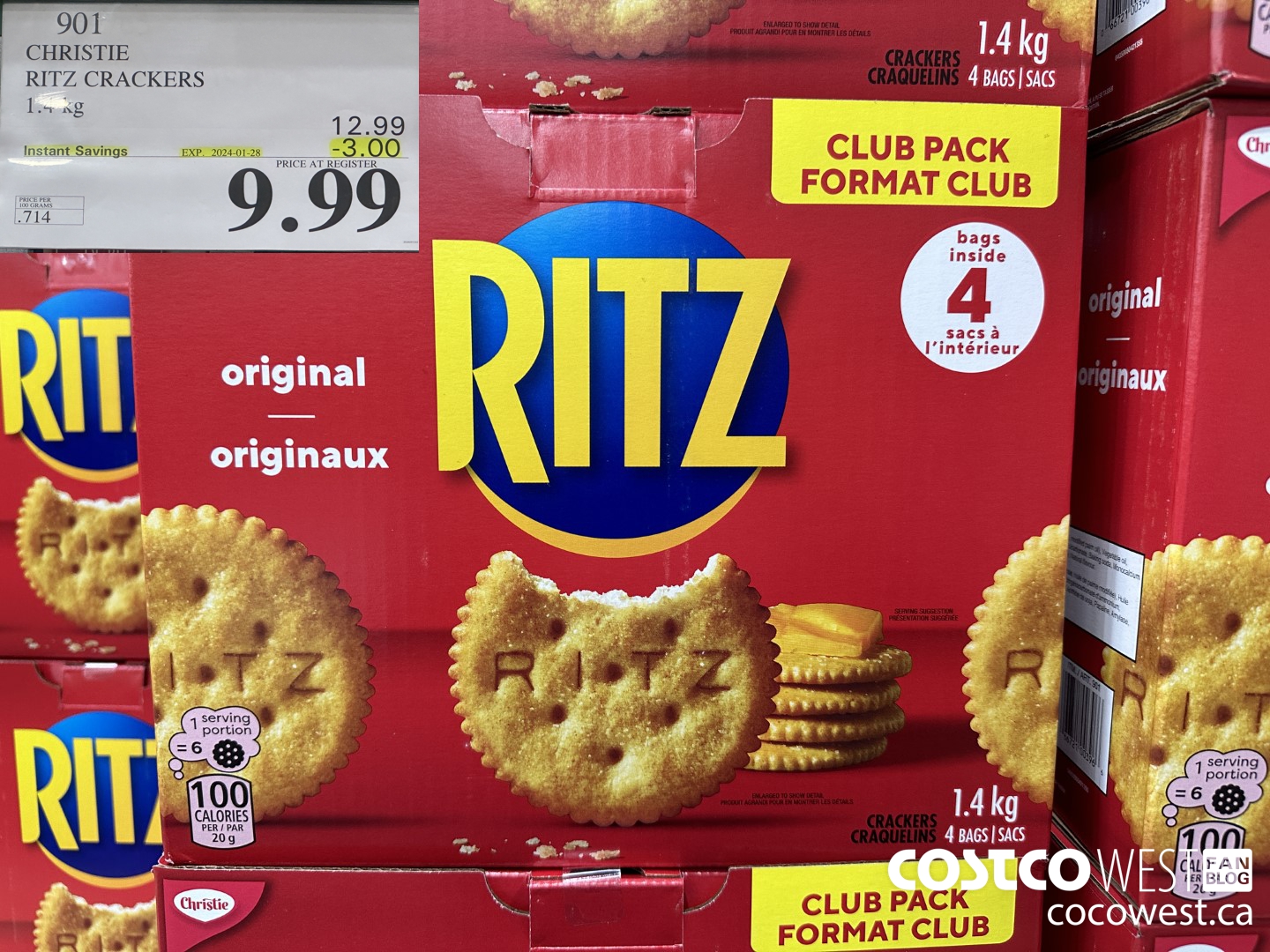 901 CHRISTIE RITZ CRACKERS 1.4 kg ($3.00 INSTANT SAVINGS EXPIRES ON 2024-01-28) $9.99