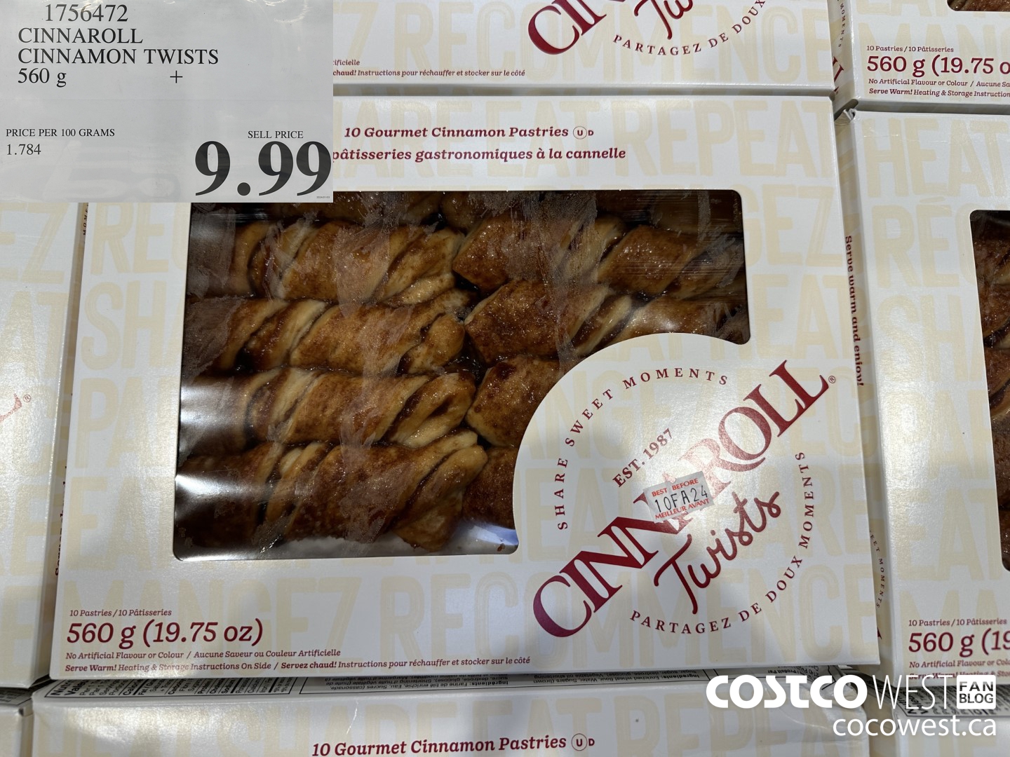 1756472 CINAROLL CINNAMON TWISTS 560 G $9.99