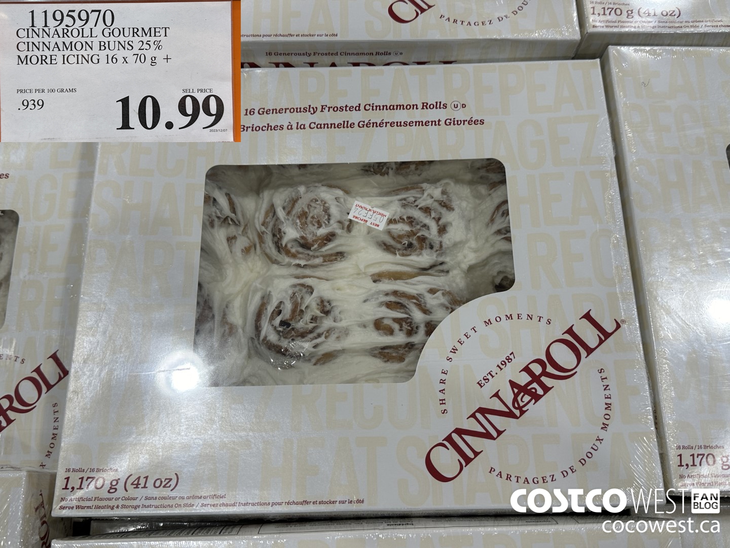 1195970 CINNAROLL GOURMET CINNAMON BUNS 25% MORE ICING 16 X 70G $10.99