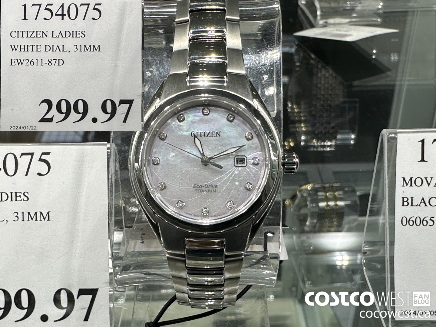 1754075 CITIZEN LADIES WHITE DIAL 31MM EW2611-87D $299.97