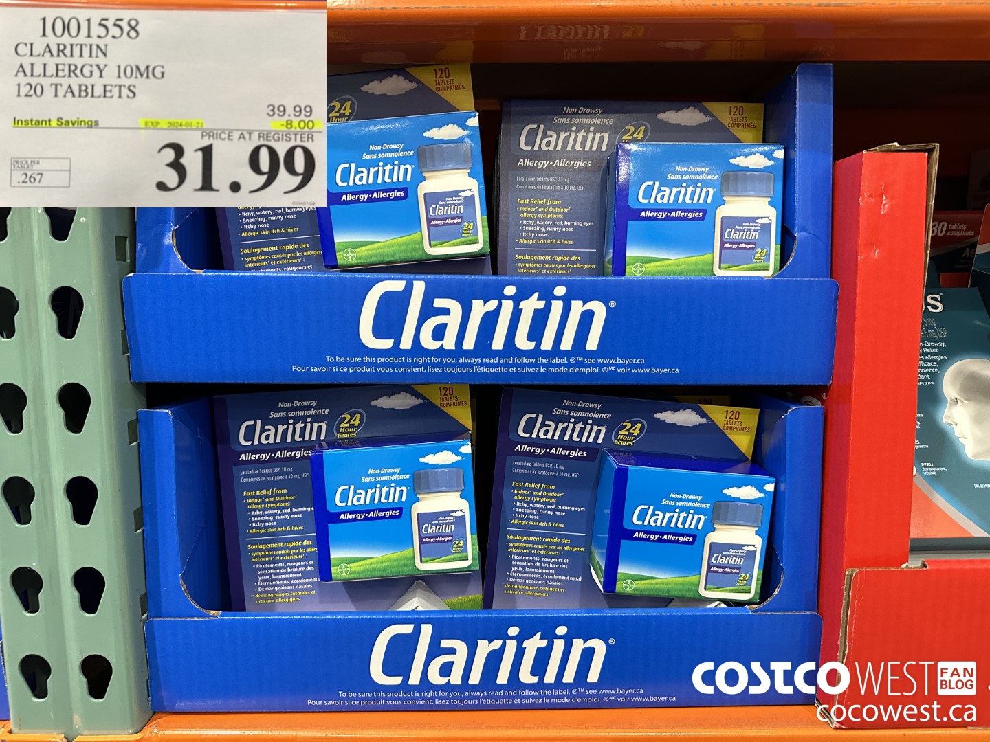 1001558 CLARITIN ALLERGY 10MG 120 TABLETS ($8.00 INSTANT SAVINGS EXPIRES ON 2024-01-21) $31.99