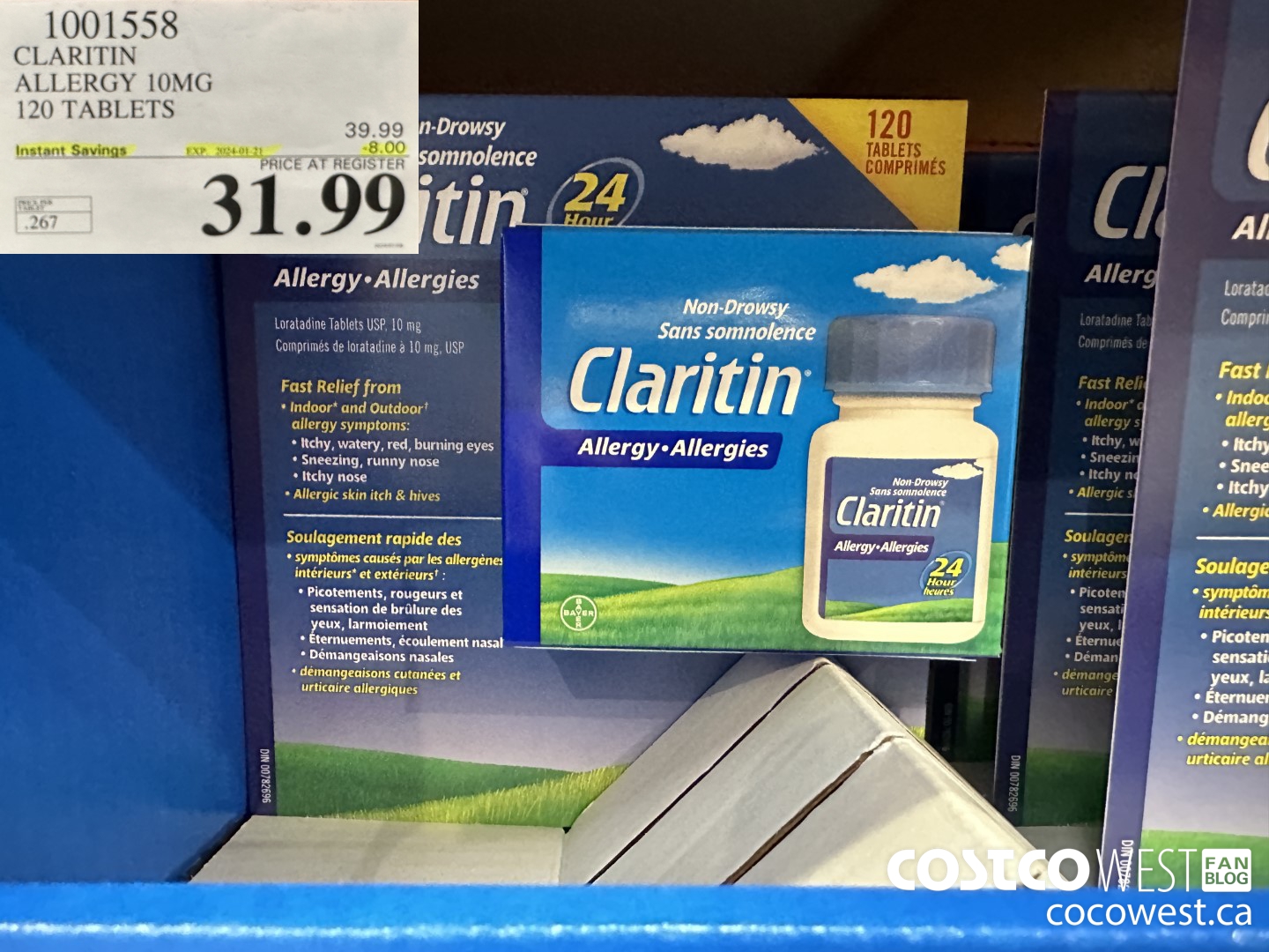 1001558 CLARITIN ALLERGY 10MG 120 TABLETS ($8.00 INSTANT SAVINGS EXPIRES ON 2024-01-21) $31.99