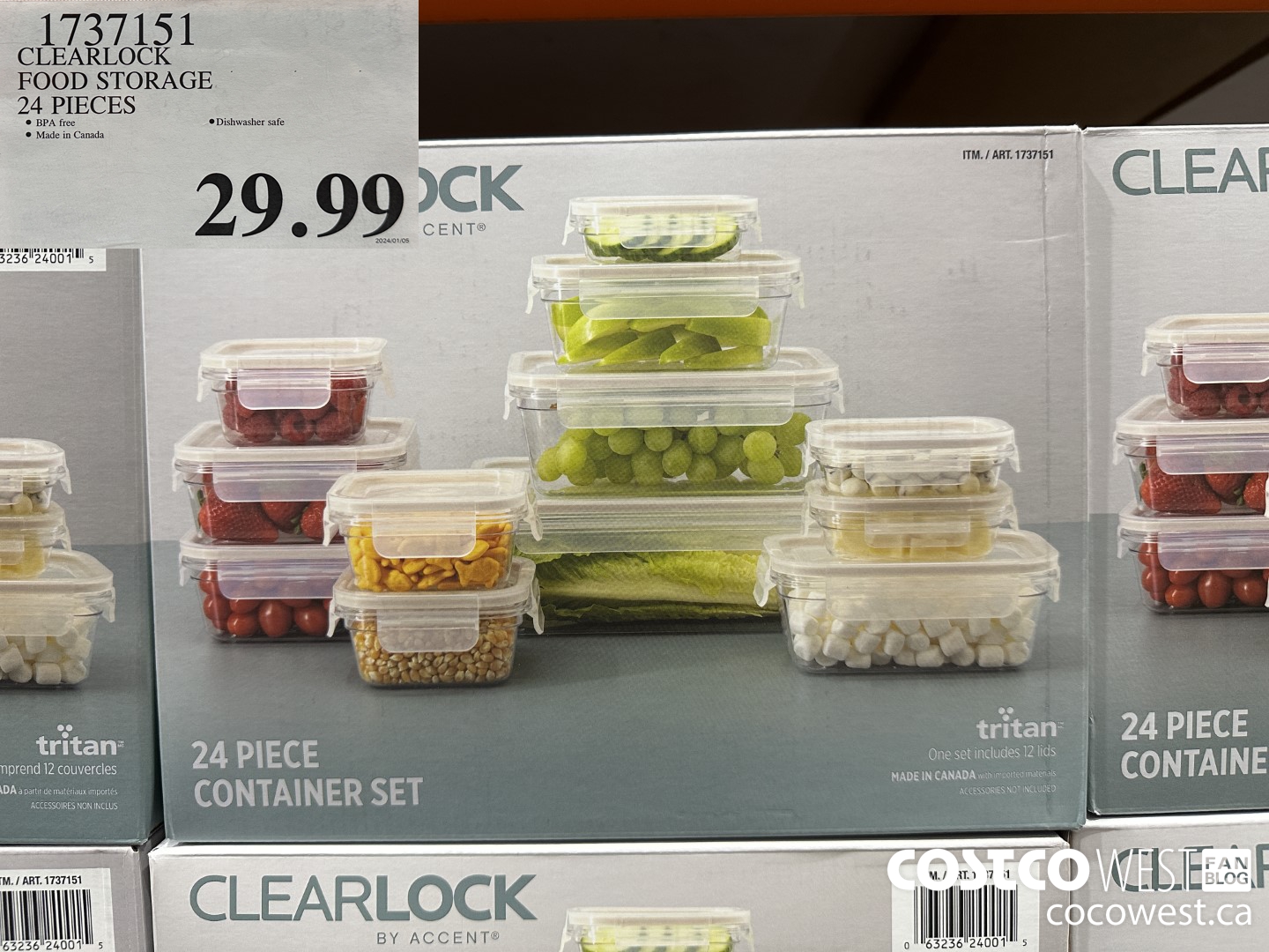 1737151 CLEARLOCK FOOD STORAGE 24 PIECES $29.99