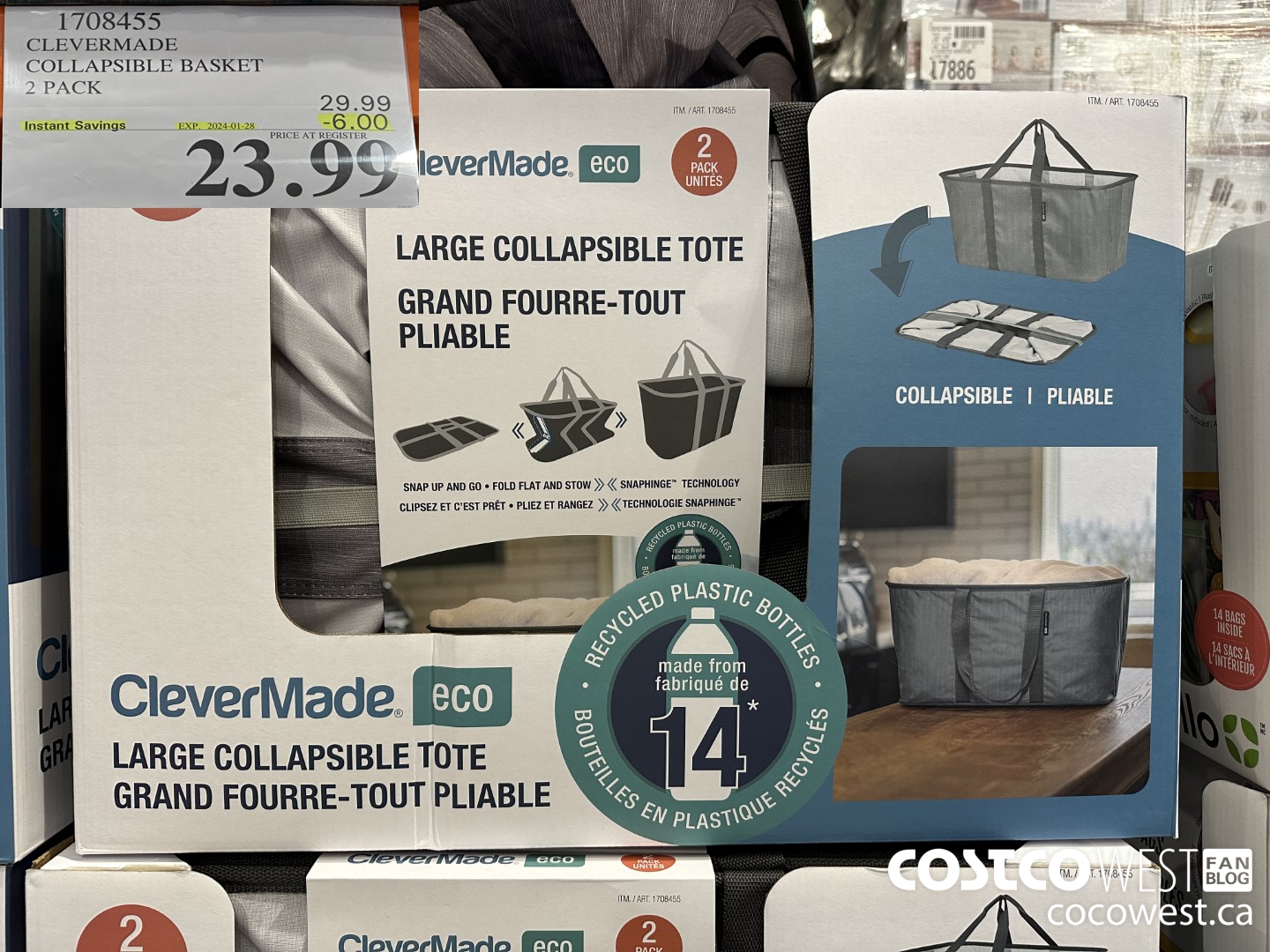 1708455 CLEVERMADE COLLAPSIBLE BASKET 2 PACK ($6.00 INSTANT SAVINGS EXPIRES ON 2024-01-28) $23.99