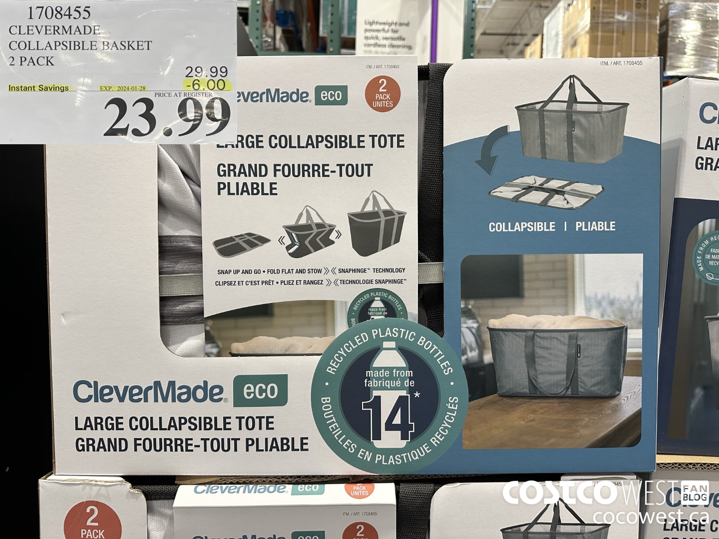 1708455 CLEVERMADE COLLAPSIBLE BASKET 2 PACK ($6.00 INSTANT SAVINGS EXPIRES ON 2024-01-28) $23.99