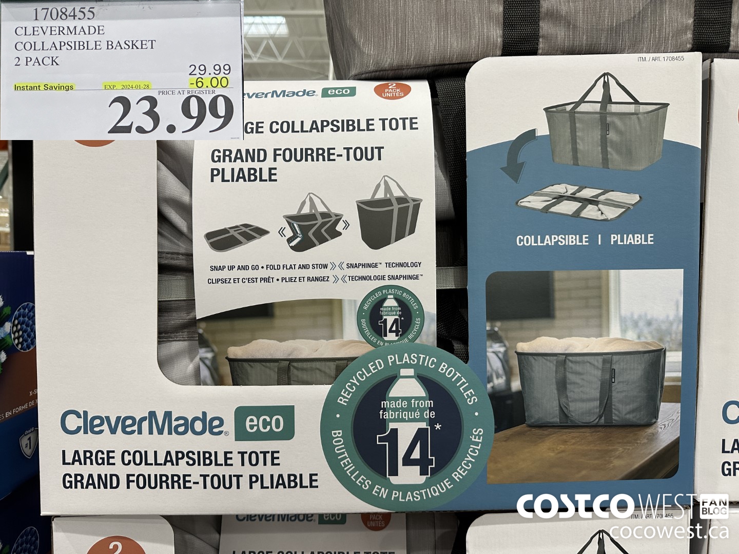 1708455 CLEVERMADE COLLAPSIBLE BASKET 2 PACK ($6.00 INSTANT SAVINGS EXPIRES ON 2024-01-28) $23.99