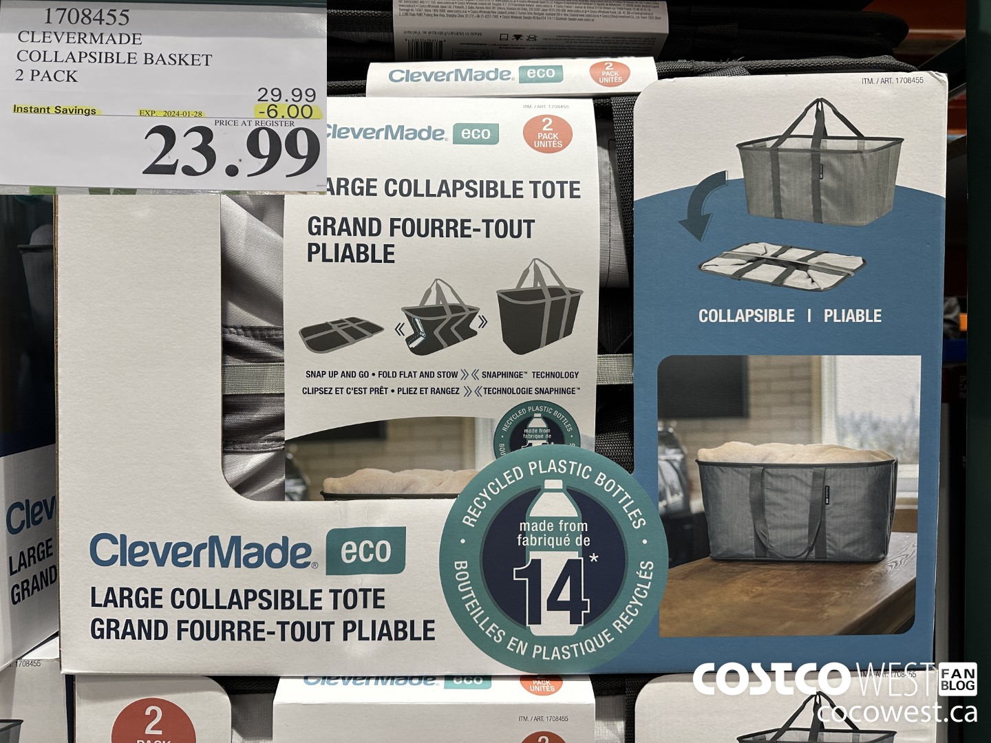1708455 CLEVERMADE COLLAPSIBLE BASKET 2 PACK ($6.00 INSTANT SAVINGS EXPIRES ON 2024-01-28) $23.99