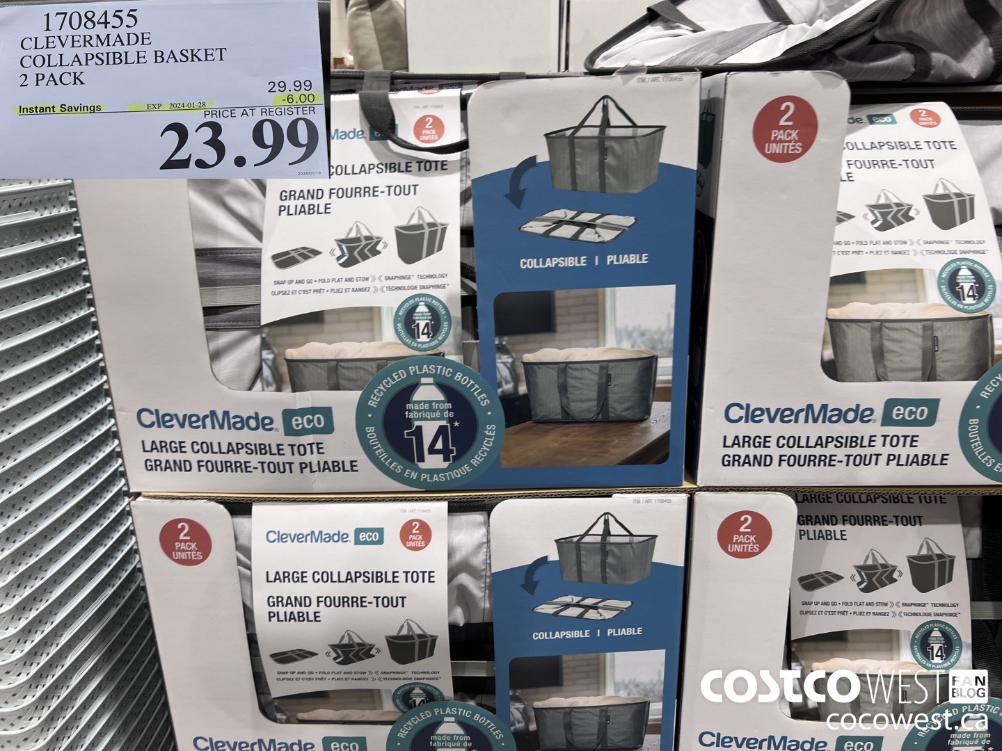 1708455 CLEVERMADE COLLAPSIBLE BASKET 2 PACK ($6.00 INSTANT SAVINGS EXPIRES ON 2024-01-28) $23.99