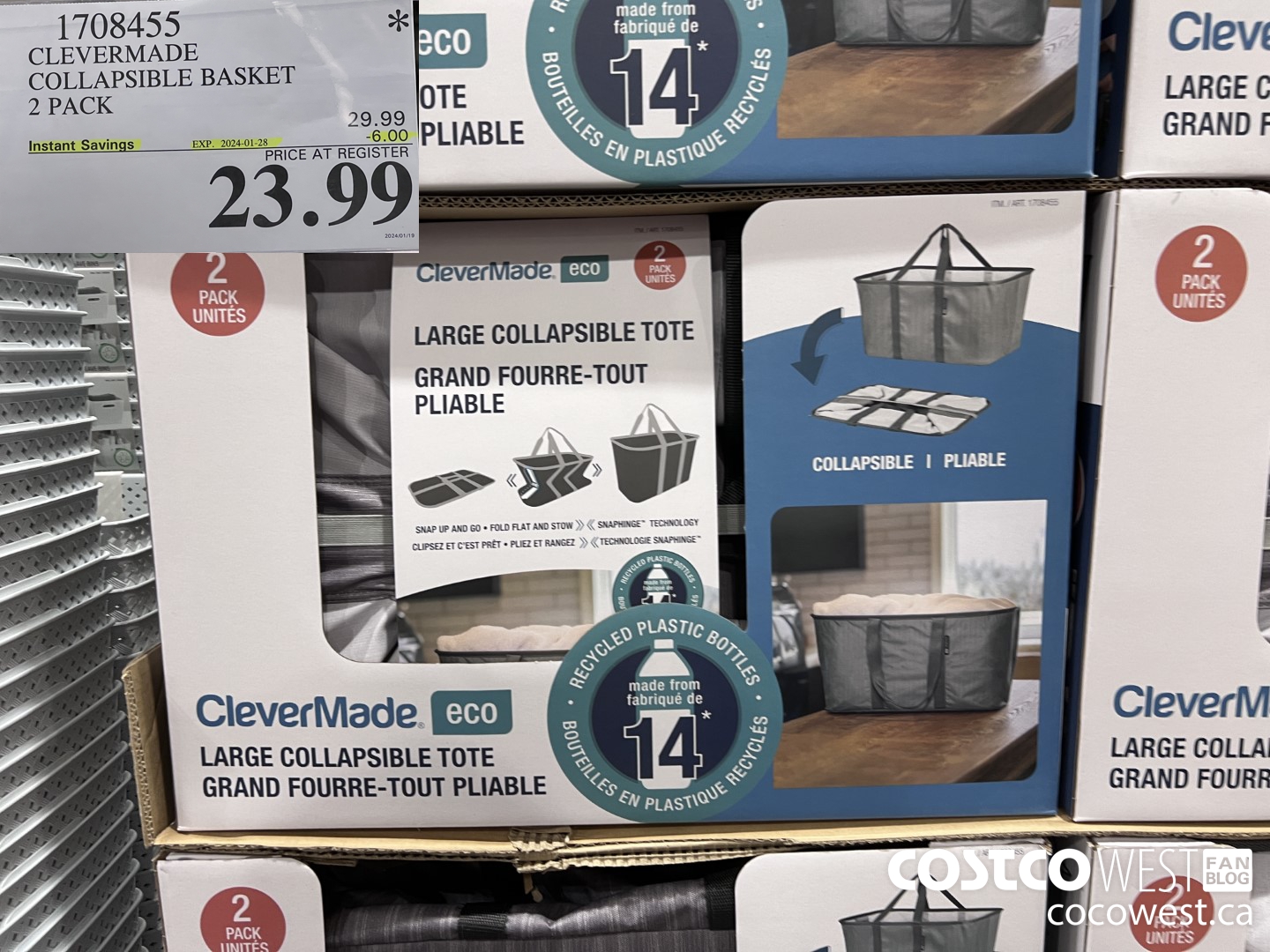 1708455 CLEVERMADE COLLAPSIBLE BASKET 2 PACK ($6.00 INSTANT SAVINGS EXPIRES ON 2024-01-28) $23.99