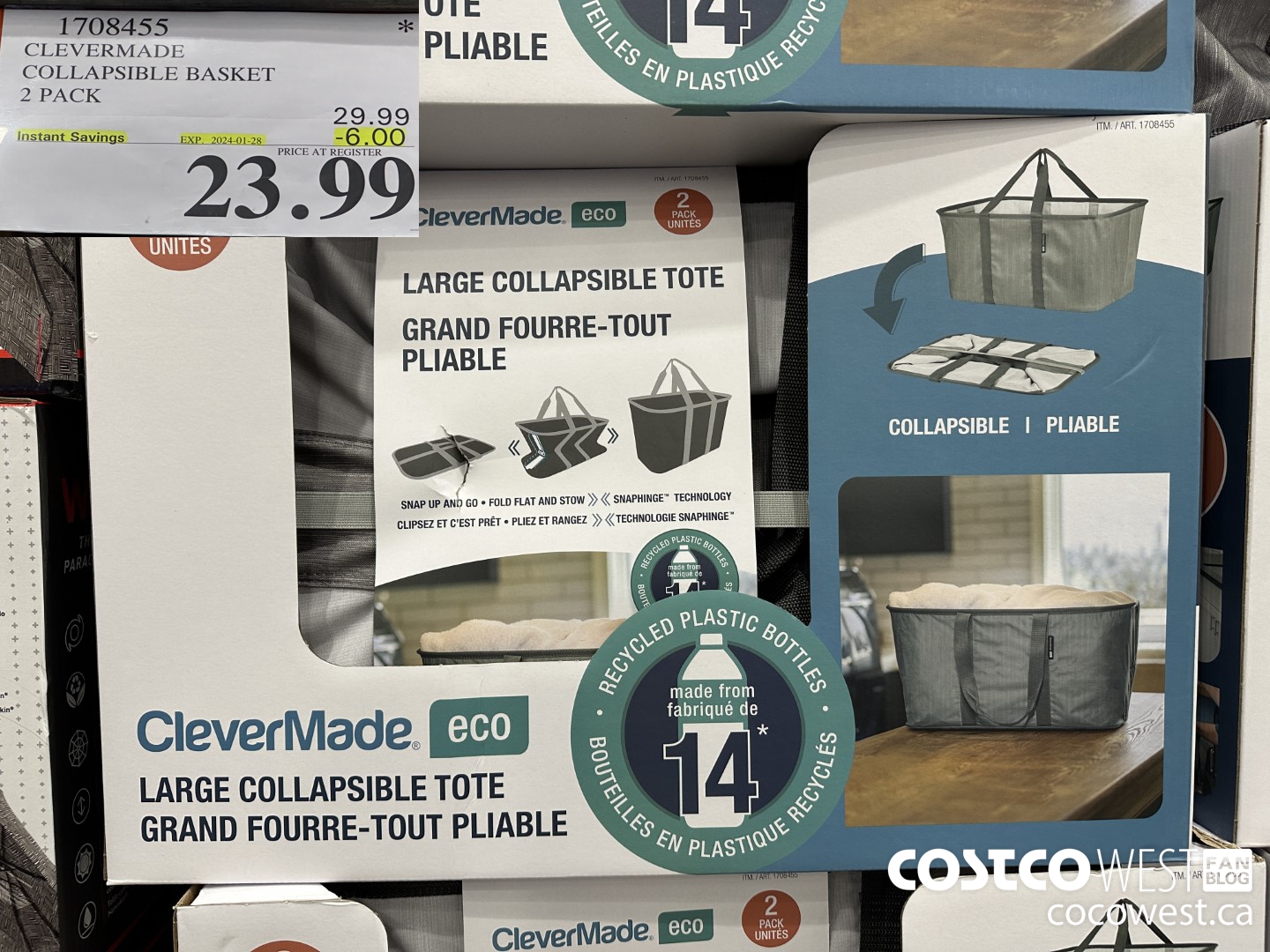 1708455 CLEVERMADE COLLAPSIBLE BASKET 2 PACK ($6.00 INSTANT SAVINGS EXPIRES ON 2024-01-28) $23.99