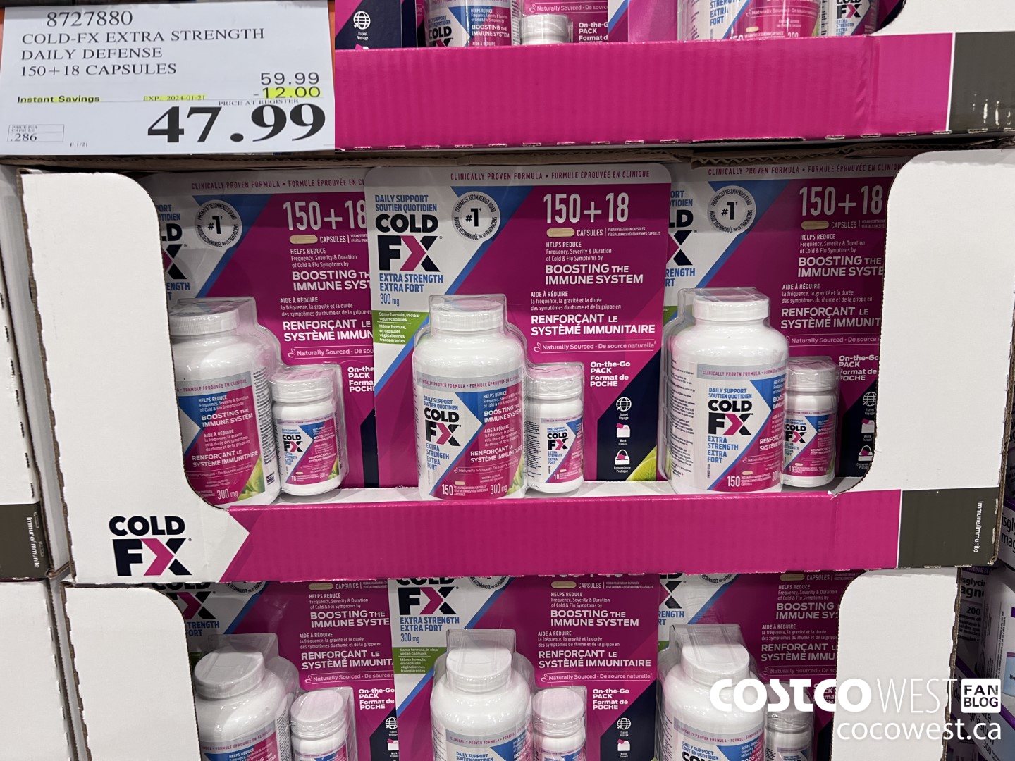 8727880 COLD-FX EXTRA STRENGTH DAILY DEFENSE 150 + 18 CAPSULES ($12.00 INSTANT SAVINGS EXPIRES ON 2024-01-21) $47.99