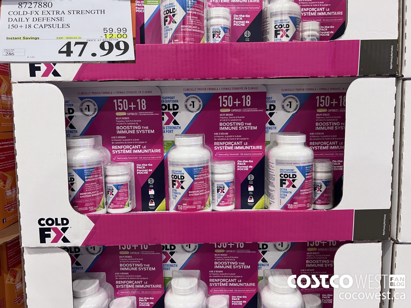 8727880 COLD-FX EXTRA STRENGTH DAILY DEFENSE 150 + 18 CAPSULES ($12.00 INSTANT SAVINGS EXPIRES ON 2024-01-21) $47.99