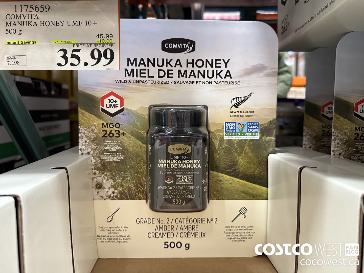 1175659 COMVITA MANUKA HONEY UMF 10+ 500 G ($10.00 INSTANT SAVINGS EXPIRES ON 2024-01-21) $35.99