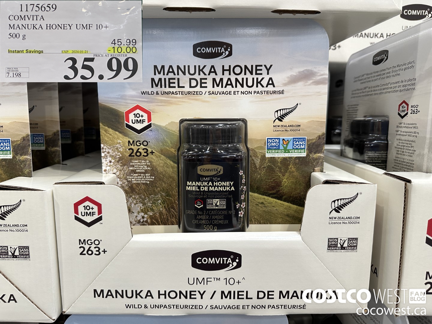 1175659 COMVITA MANUKA HONEY UMF 10+ 500 G ($10.00 INSTANT SAVINGS EXPIRES ON 2024-01-21) $35.99