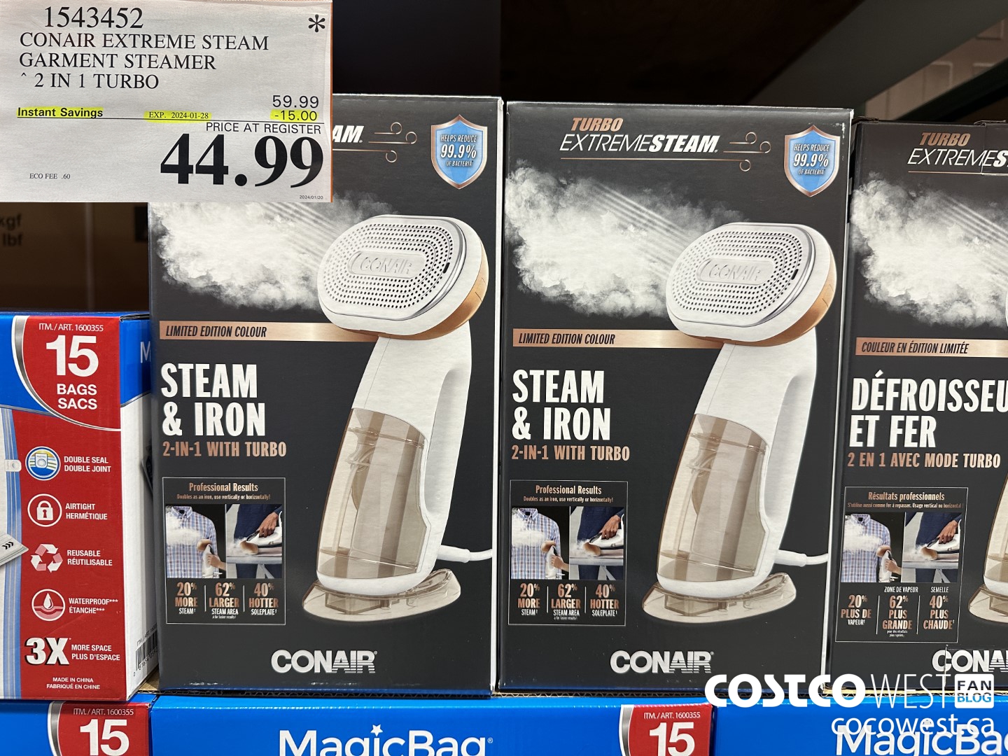 Costco Flyer Costco Sale Items For Jan 22 28 2024 For BC AB SK MB   CONAIR TURBO EXTREME STEAM GARMENT STEAMER 2 IN 1 TURBO 20240122 154690 