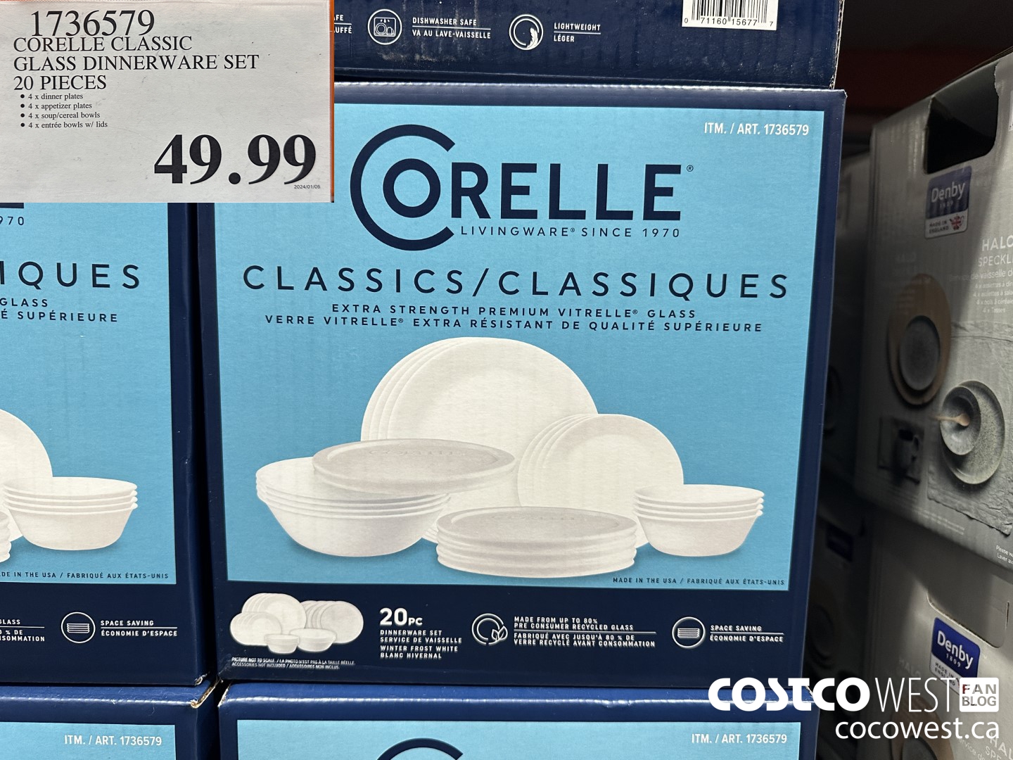 1736579 CORELLE CLASSIC GLASS DINNERWARE SET 20 PIECES $49.99