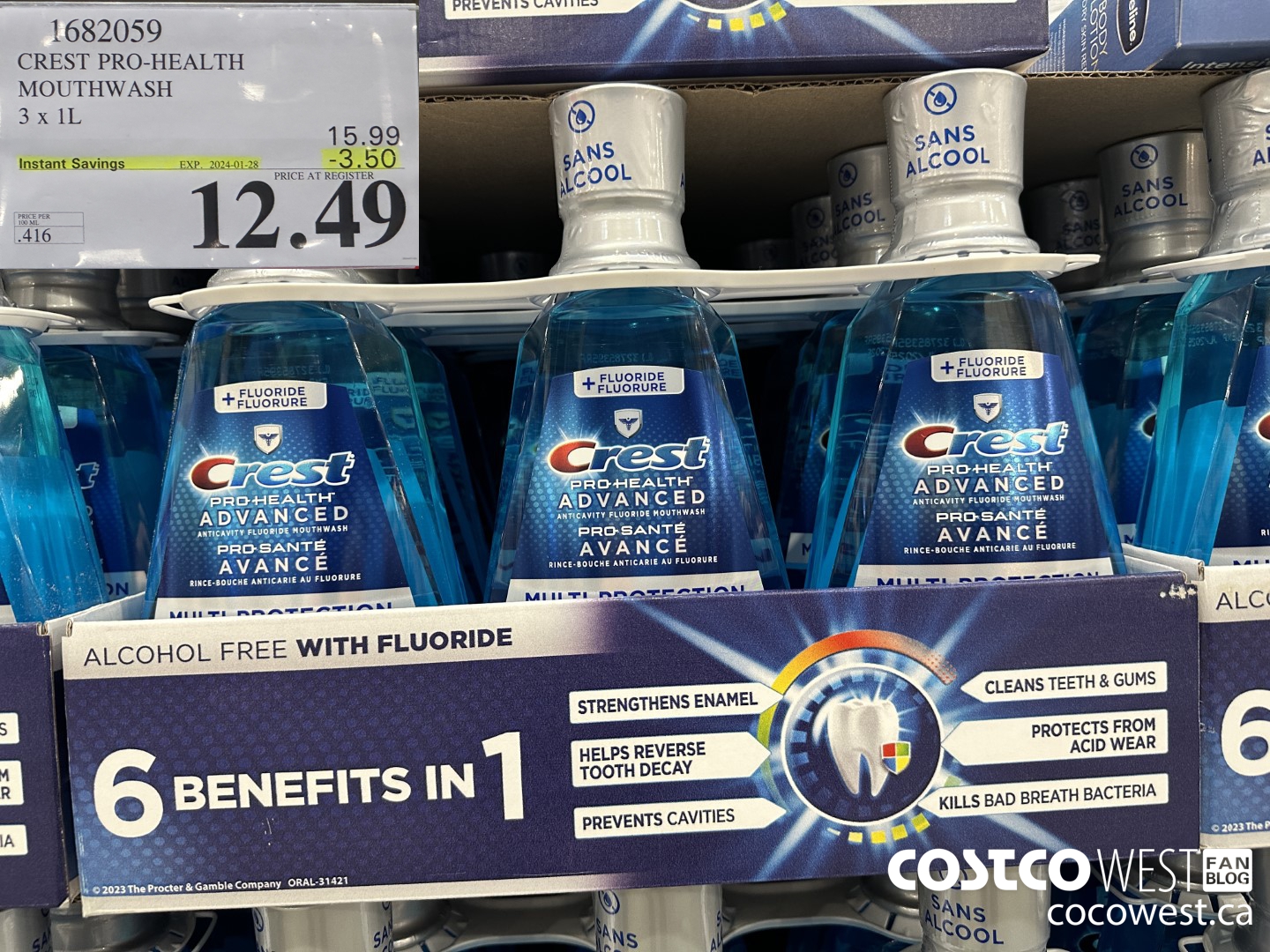 1682059 CREST PRO-HEALTH MOUTHWASH 3 X 1L ($3.50 INSTANT SAVINGS EXPIRES ON 2024-01-28) $12.49