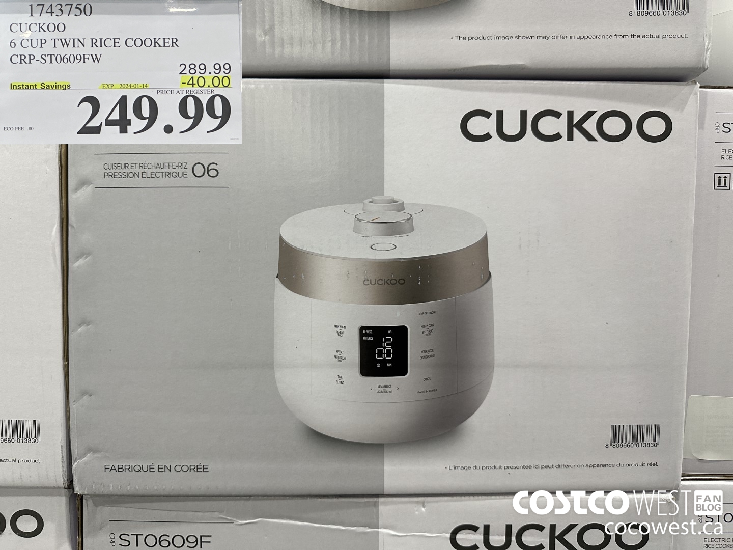 1743750 CUCKOO 6 CUP TWIN RICE COOKER CRP-ST0609FW ($40.00 INSTANT SAVINGS EXPIRES ON 2024-01-14) $249.99