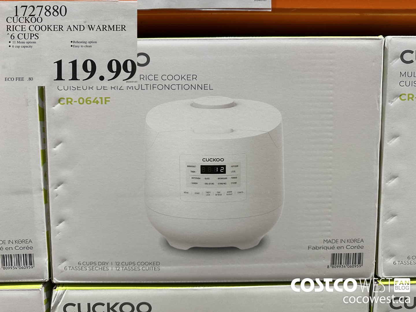 1727880 CUCKOO RICE COOKER AND WARMER 6 CUPS $119.99