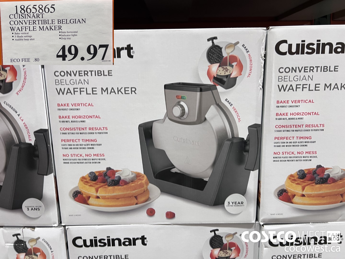 1865865 CUISINART CONVERTIBLE BELGIAN WAFFLE MAKER $49.97